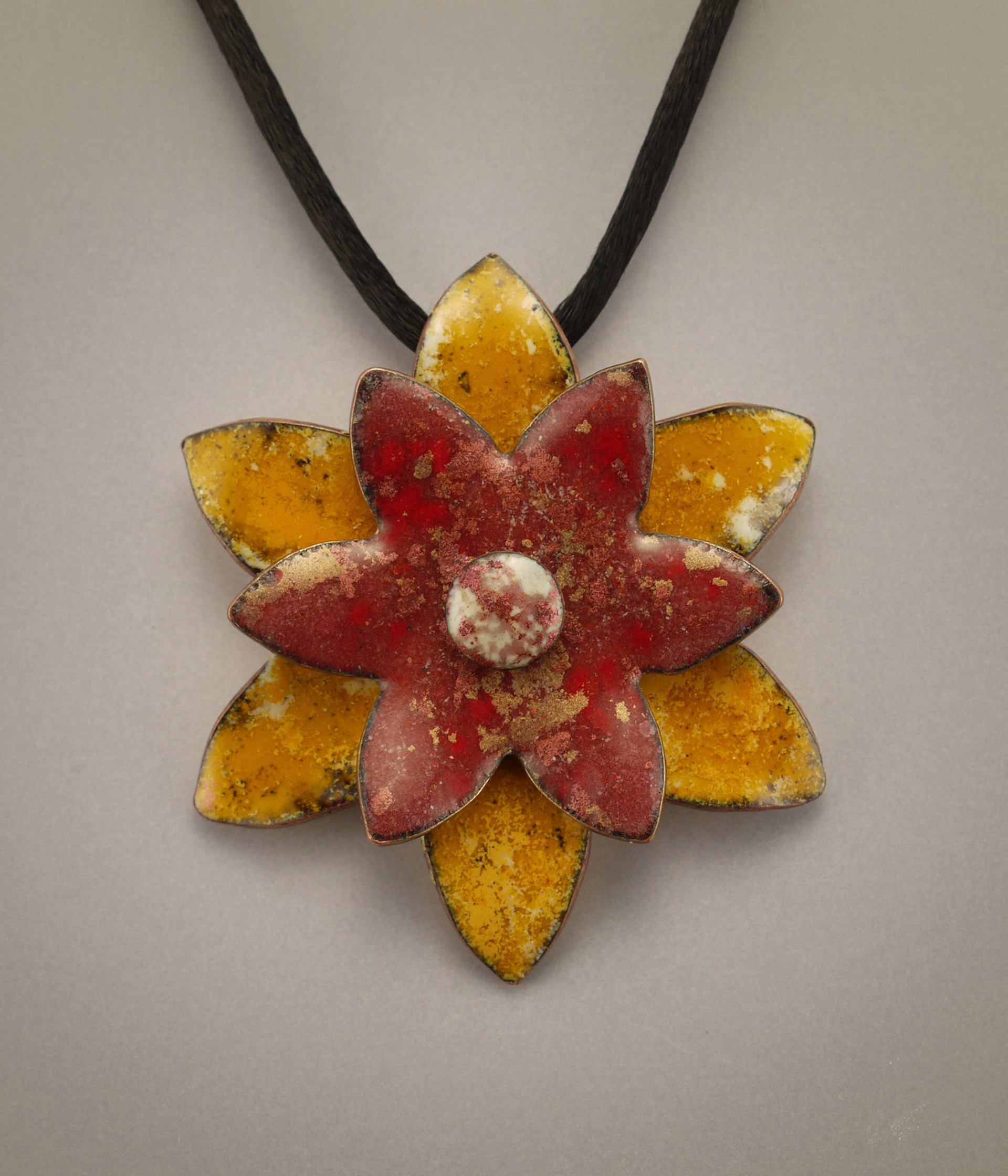 Pink and Gold Enamel Flower